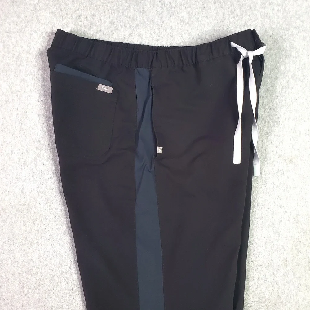 Figs Scrub Pants Mens L/T (Large Tall) Black With Blue Stripe Medical M21SW2014